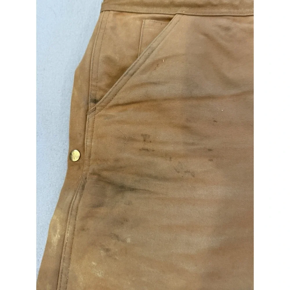 Vintage Carhartt Overalls Mens 40X30 Brown Duck Quilt Lined Bib R04 USA Made 90s - Picture 5 of 14